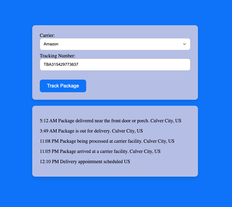Find My Parcel project screenshot