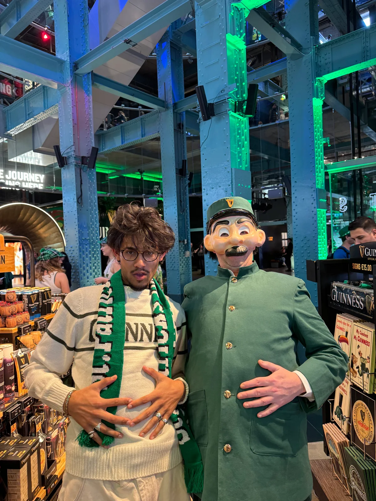 Nabeel Thotti posing beside a statue in Ireland